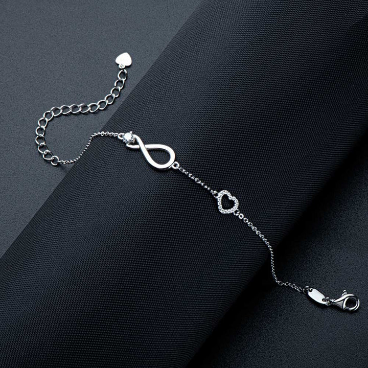 Oval Shaped Cut Infinite Symbol Moissanite Sterling Silver Bracelet