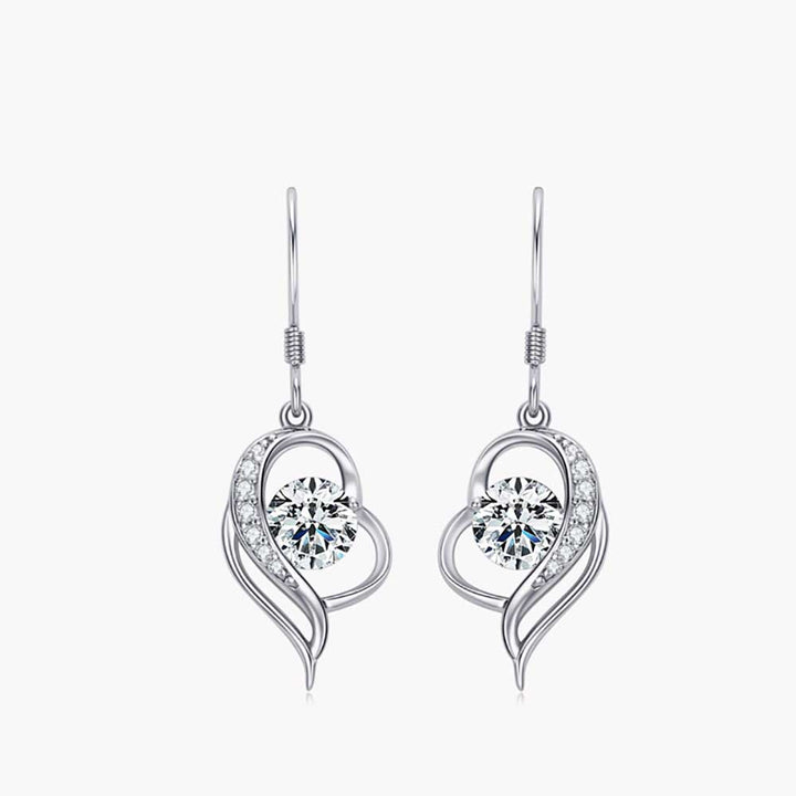 Round Shaped Cut Moissanite Heart Hollow Inlaid Sterling Silver Earrings