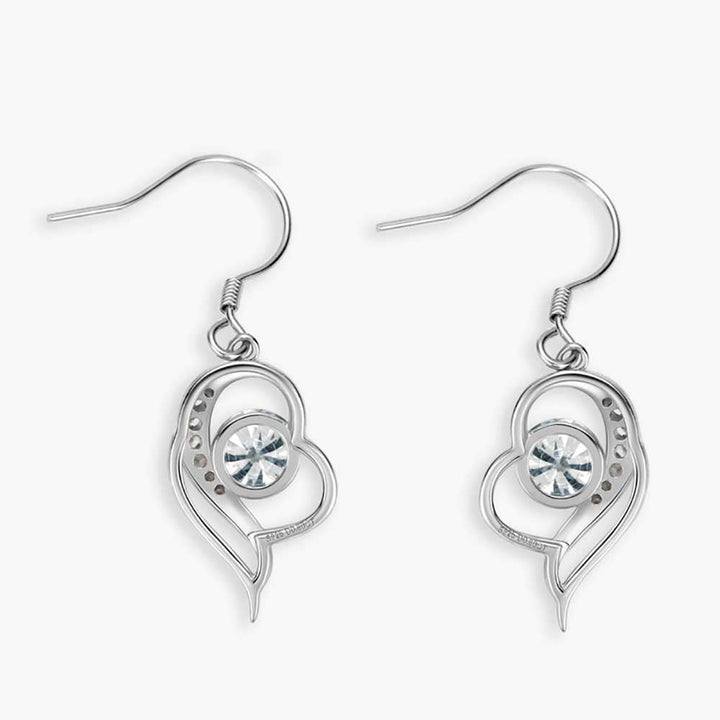 Round Shaped Cut Moissanite Heart Hollow Inlaid Sterling Silver Earrings