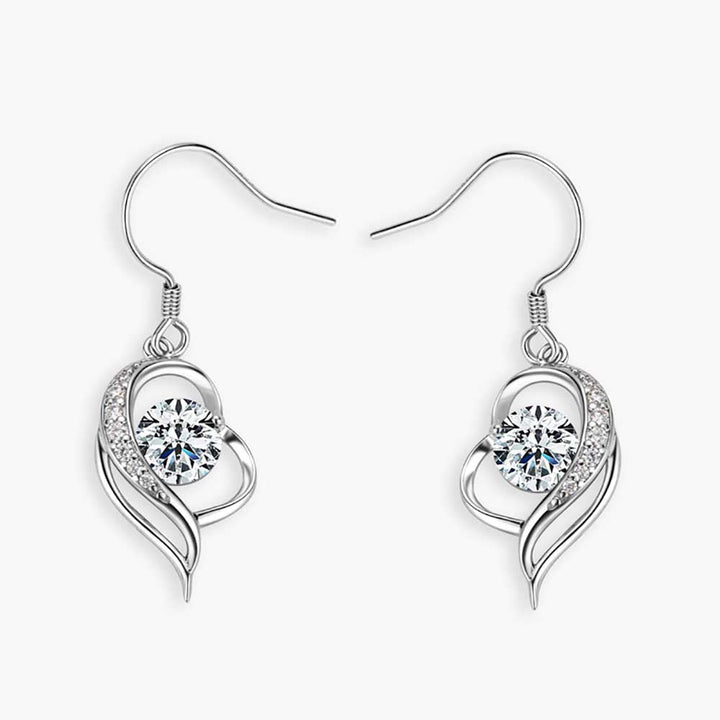 Round Shaped Cut Moissanite Heart Hollow Inlaid Sterling Silver Earrings