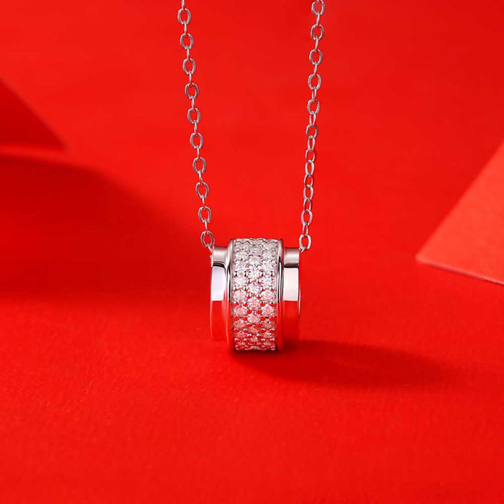 Round Shaped Cut Moissanite Ring Design Sterling Silver Necklace