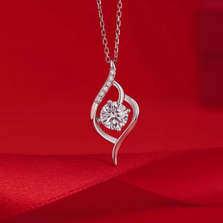 Round Shaped Cut Moissanite Hollow Design Sterling Silver Necklace