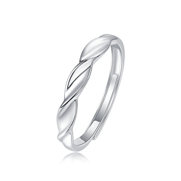 Round Shaped Cutting Moissanite Couple Knot Sterling Silver Set Open Ring