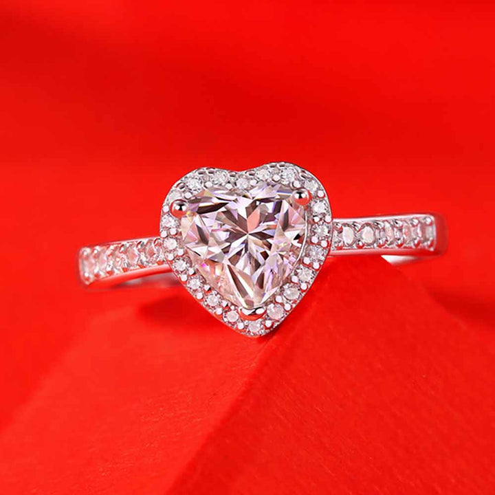 Heart Shaped Cutting Moissanite Diamond Sterling Silver Open Ring