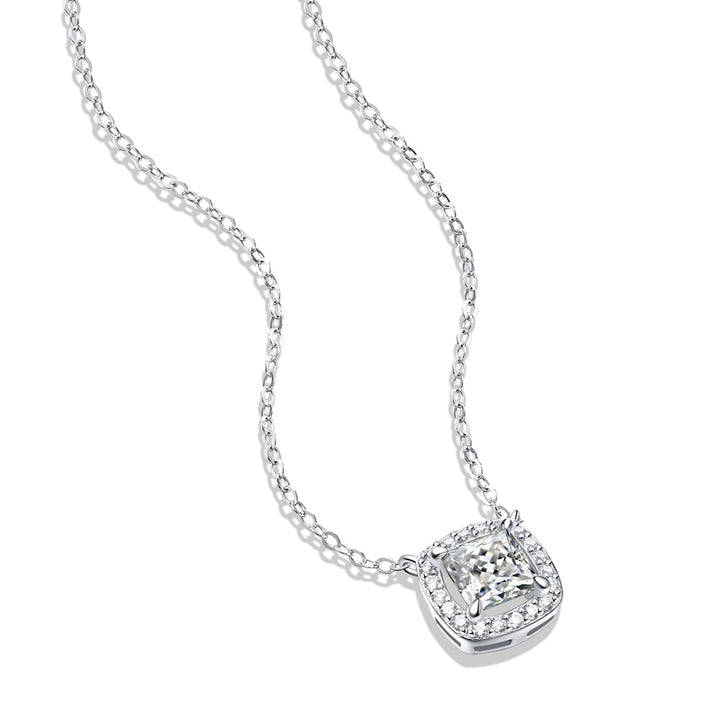 Radiant Shaped Cut Moissanite Sterling Silver Necklace