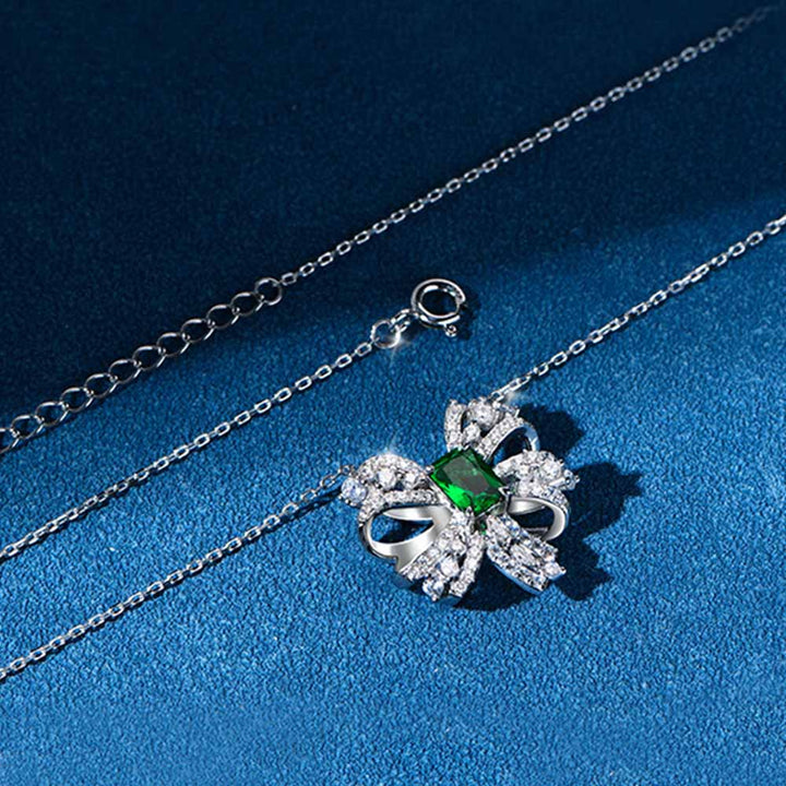 Radiant Shaped Cut Green Sterling Silver Necklace