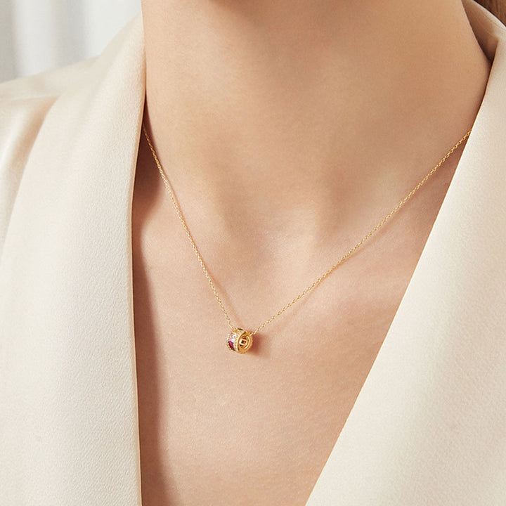 Princess Shaped Cut Colorful Sterling Silver Necklace