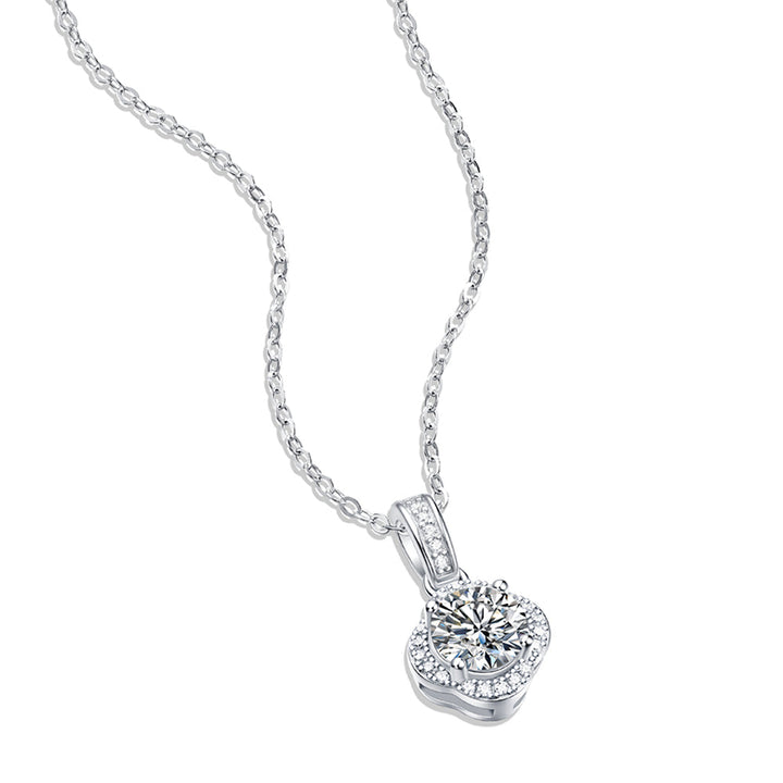 Round Shaped Cut Moissanite Sterling Silver Necklaces