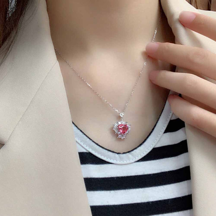 Heart Shaped Cut Sterling Silver Necklace
