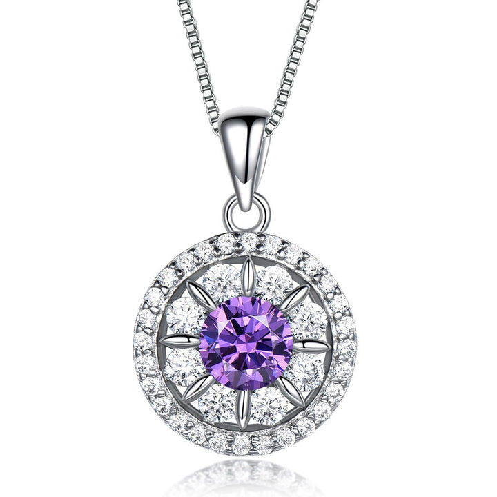 Round Shaped Cut Purple Sterling Silver Necklace
