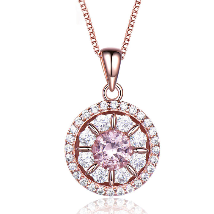 Round Shaped Cut Purple Sterling Silver Necklace