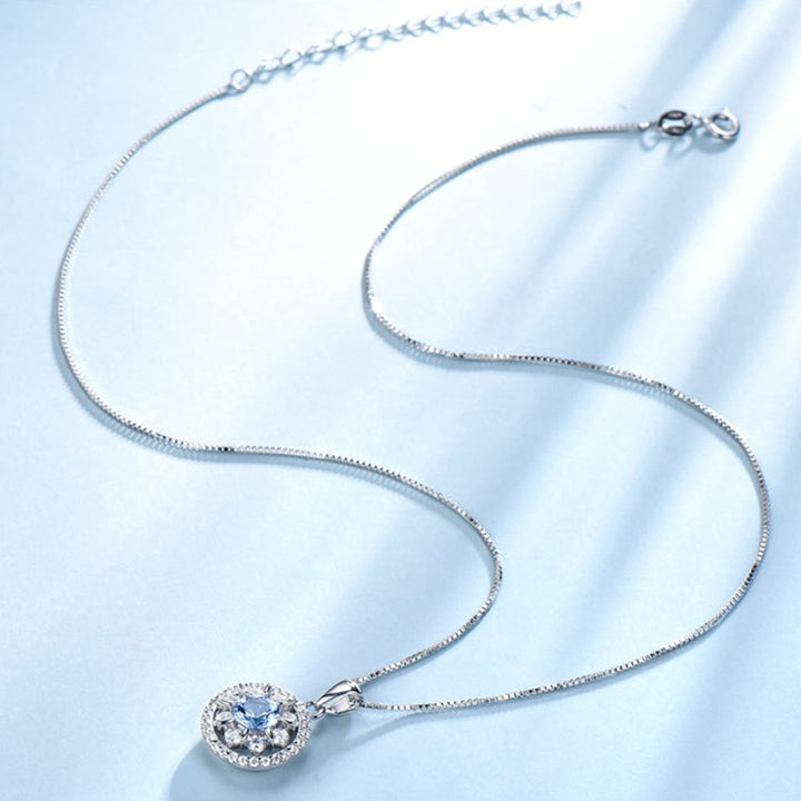 Round Shaped Cut Purple Sterling Silver Necklace