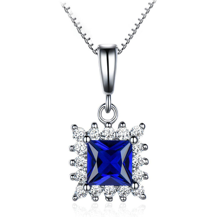 Princess Shaped Cut Sterling Silver Necklace