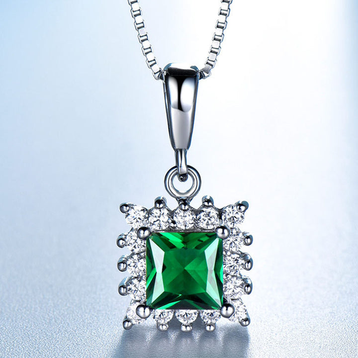 Princess Shaped Cut Sterling Silver Necklace