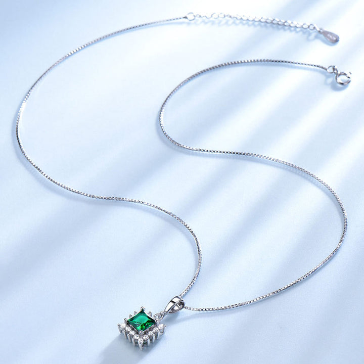 Princess Shaped Cut Sterling Silver Necklace