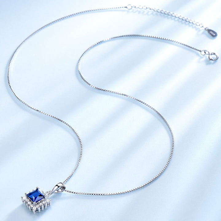 Princess Shaped Cut Sterling Silver Necklace