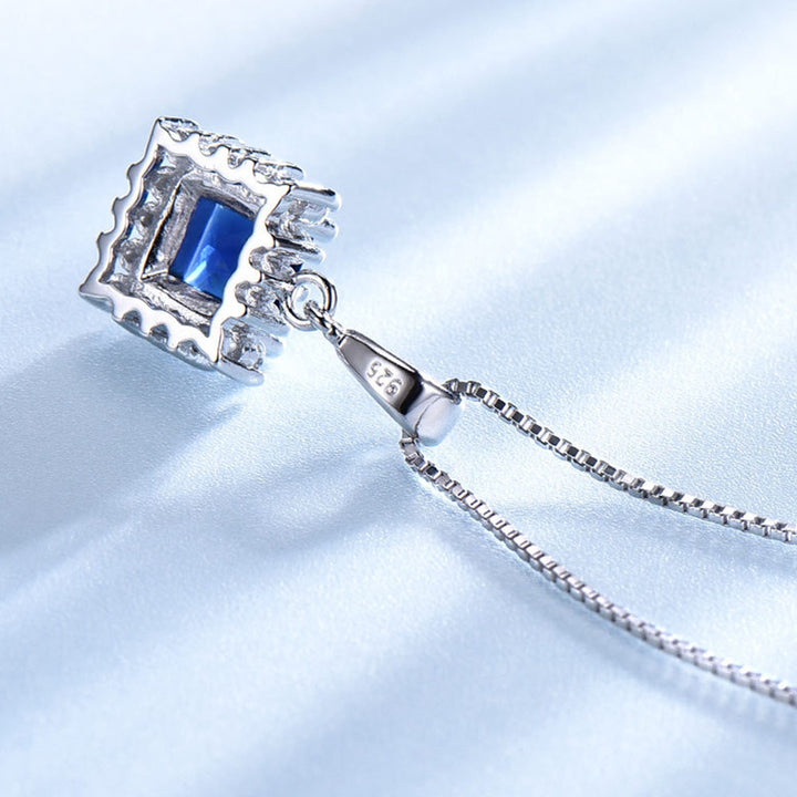Princess Shaped Cut Sterling Silver Necklace