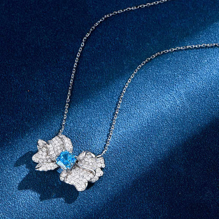 Cushion Shaped Cut Blue Sterling Silver Necklace