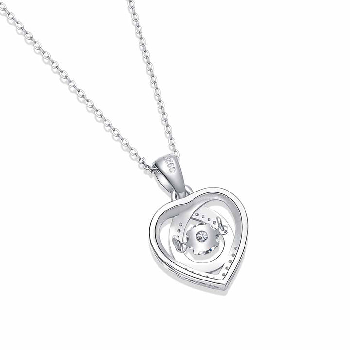 Round Shaped Cut Moissanite Heart Sterling Silver Necklace