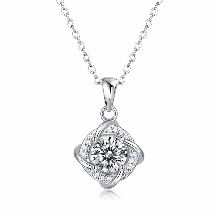 Round Shaped Cut Moissanite Sterling Silver Necklace