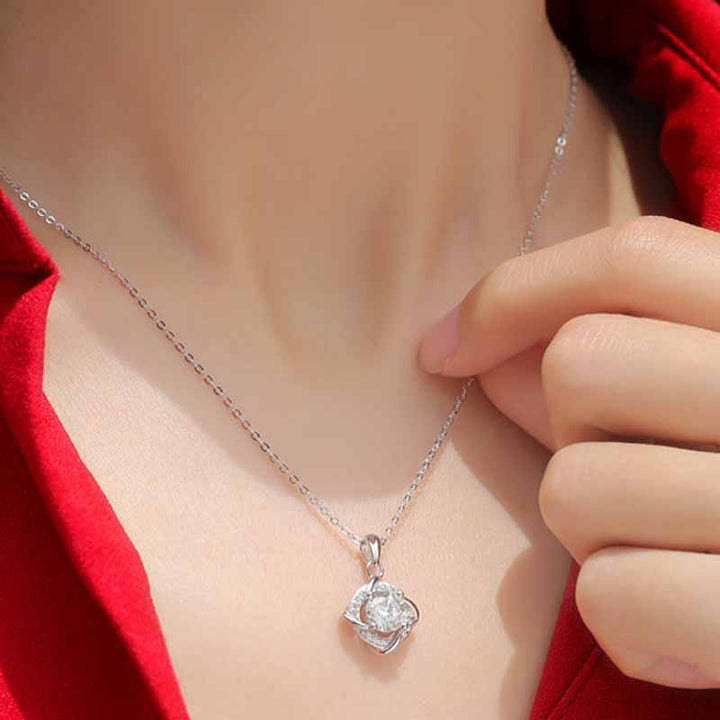 Round Shaped Cut Moissanite Sterling Silver Necklace