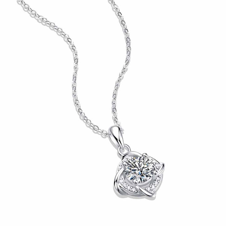 Round Shaped Cut Moissanite Sterling Silver Necklace