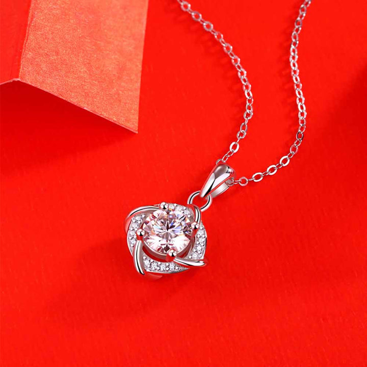 Round Shaped Cut Moissanite Sterling Silver Necklace