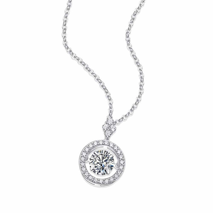 Round Shaped Cutting Moissanite Touching Sterling Silver Necklace
