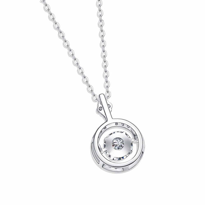 Round Shaped Cutting Moissanite Touching Sterling Silver Necklace