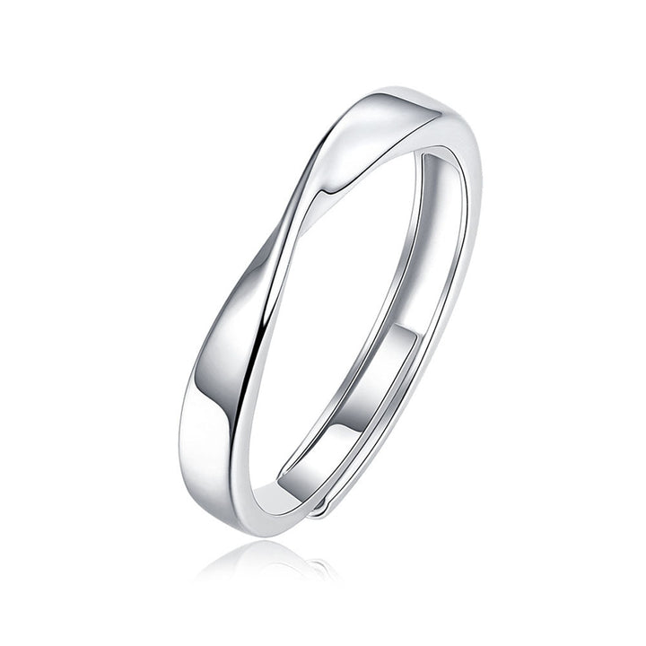 Round Shaped Cutting Moissanite Sterling Silver Mobius Open Ring