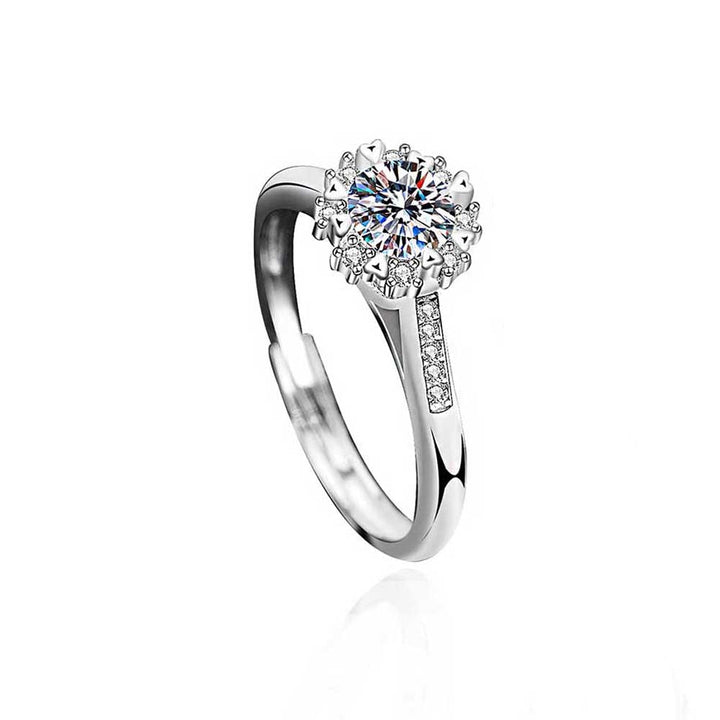 Round Shaped Cutting Moissanite Couple Set Sterling Silver Open Ring