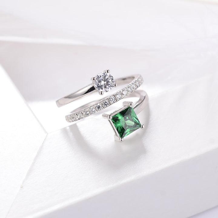 Princess Shaped Cut Sterling Silver Open Ring