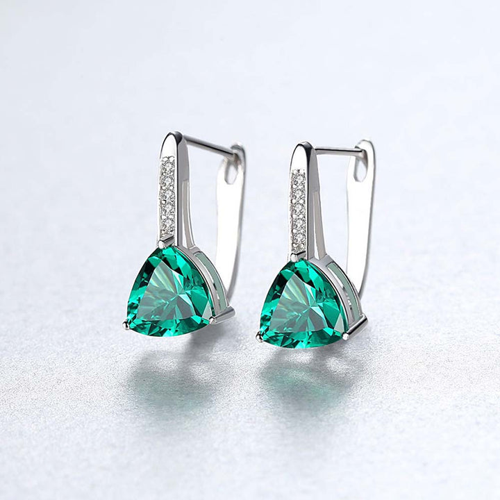 Drop Shaped Green Sterling Silver Earrings