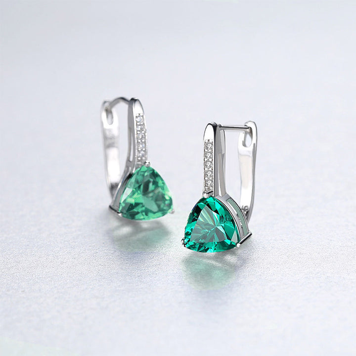 Drop Shaped Green Sterling Silver Earrings