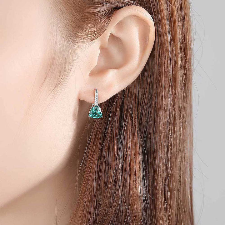 Drop Shaped Green Sterling Silver Earrings