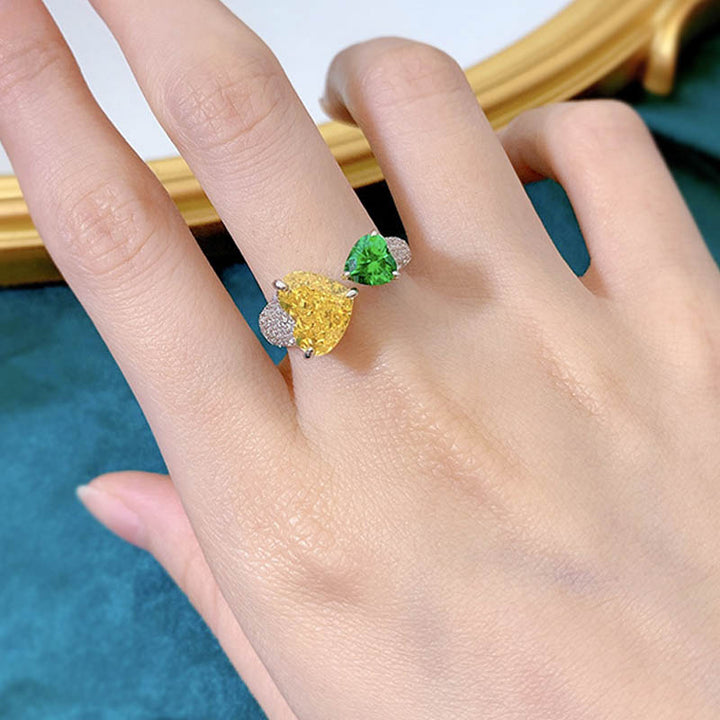 Heart Shaped Cut Sterling Silver Open Ring