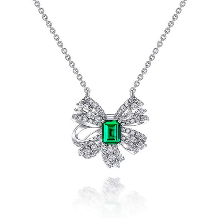Emerald Shaped Cut Green Sterling Silver Two Piece Set