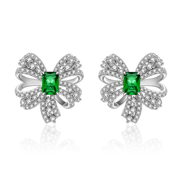 Emerald Shaped Cut Green Sterling Silver Two Piece Set