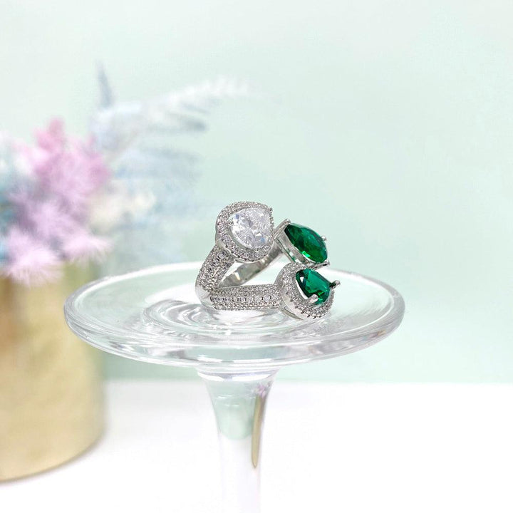 Pear Shaped Emerald Open Ring