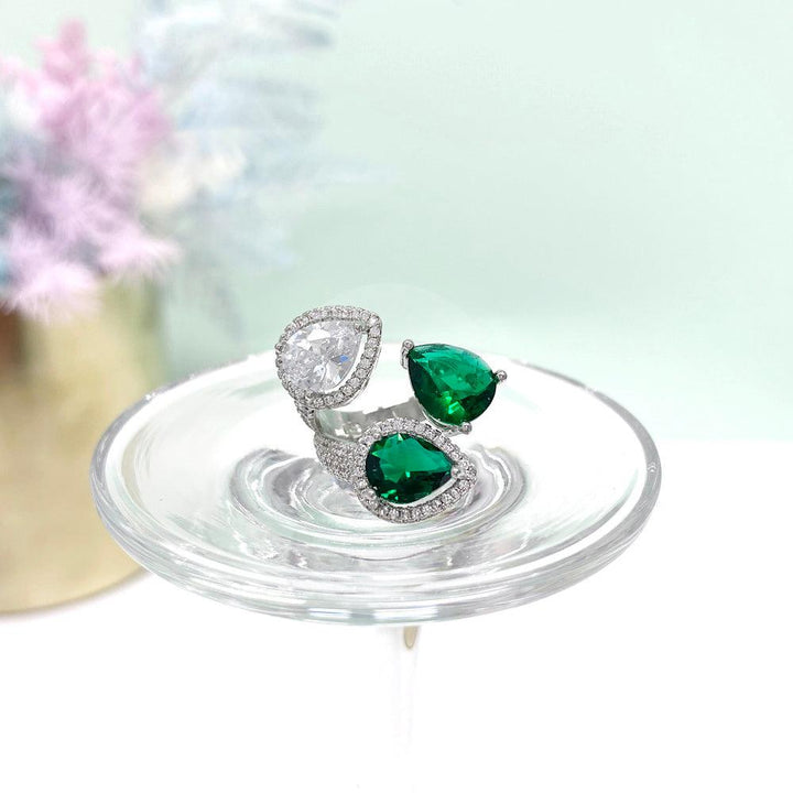 Pear Shaped Emerald Open Ring
