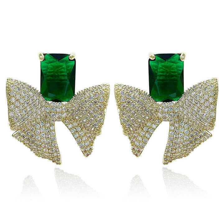 Bow Design Princess Shaped Cut Earrings