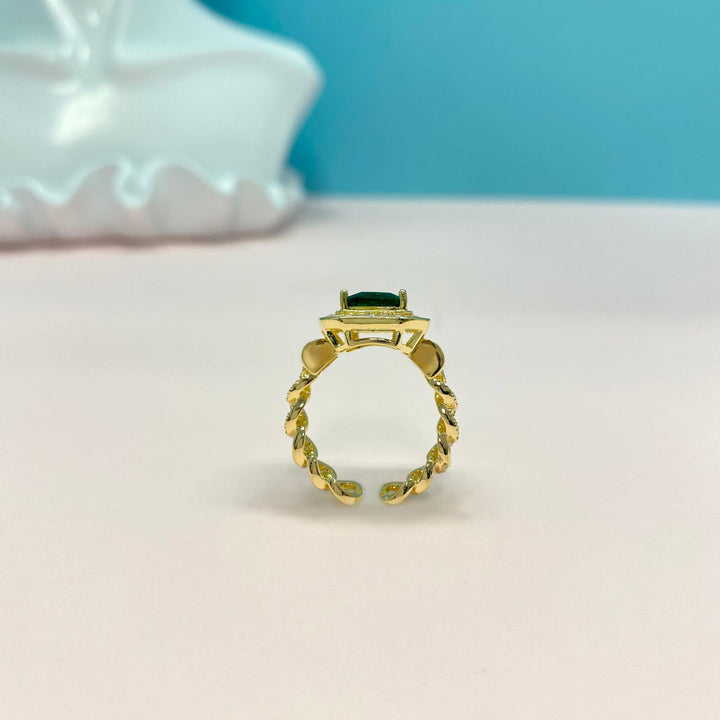 gold plated sterling silver Square Cut Corrugated Open Ring