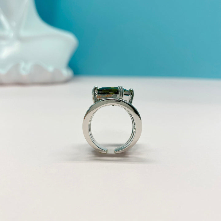 Olive Emerald Three-layer Open Ring