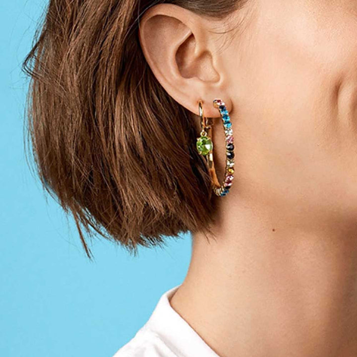 Round Shaped Cut Colorful Large C Letter Design Earrings