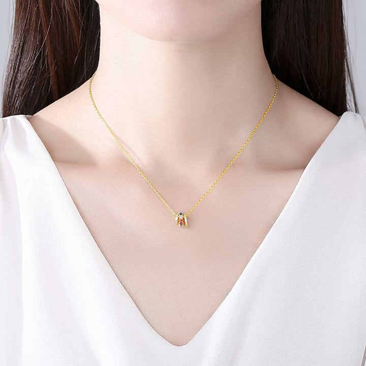 Round Shaped Cut Colorful Ring Design Necklace