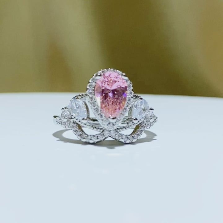 Crown Sparkling Pear Shaped Ring