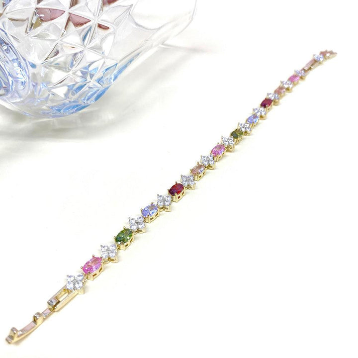 Colorful Flower Oval Shaped Cutting Bracelet
