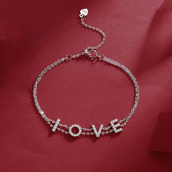 "Love" Letter Moissanite Sterling Silver Bracelet