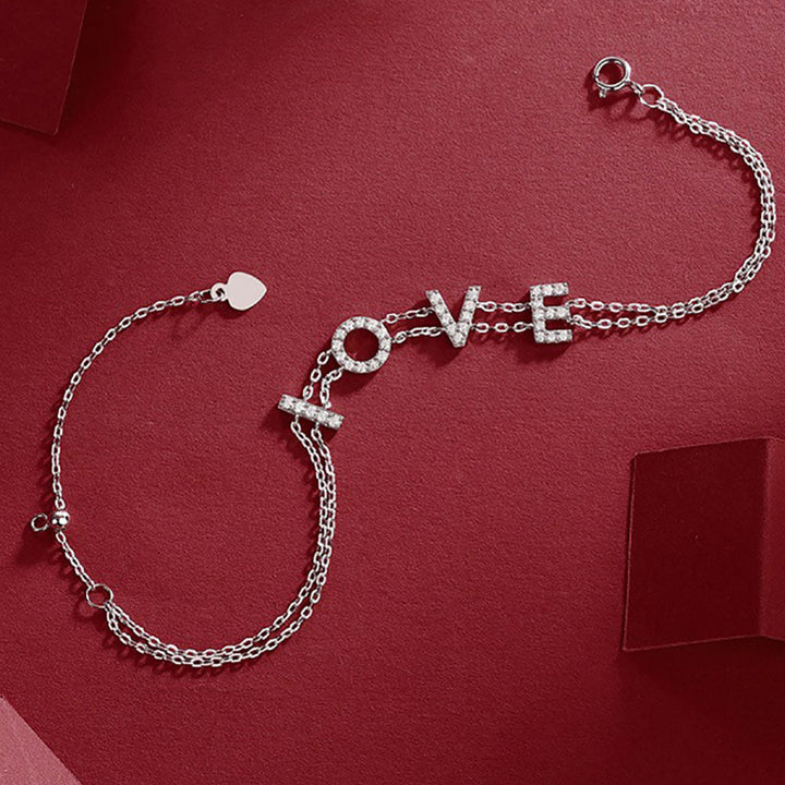 "Love" Letter Moissanite Sterling Silver Bracelet