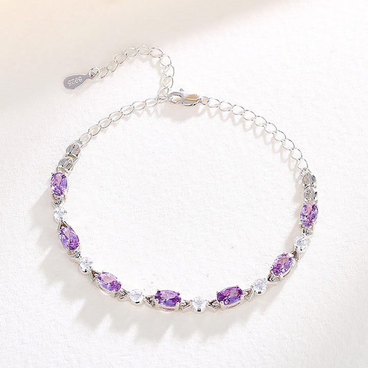 Oval Shaped Cut Purple Sterling Silver Bracelet
